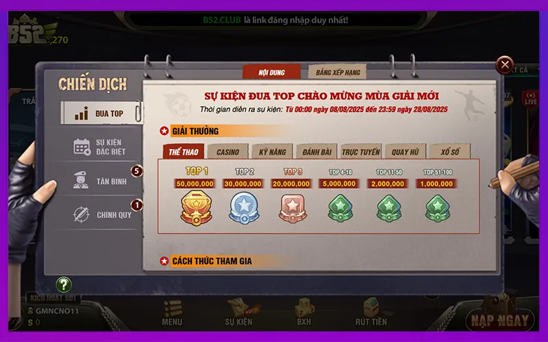 Khuyến mãi B52 Club, cổng game B52 uy tín