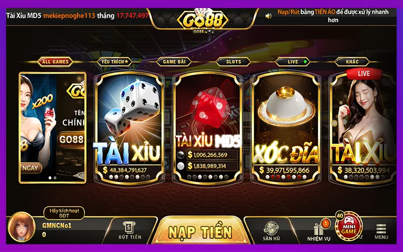 Giao diện GO88 thân thiện với người chơi tại Việt Nam